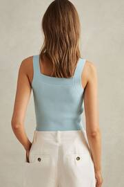 Reiss Light Blue Dani Ribbed Sweetheart Neck Top - Image 5 of 6