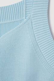 Reiss Light Blue Dani Ribbed Sweetheart Neck Top - Image 6 of 6