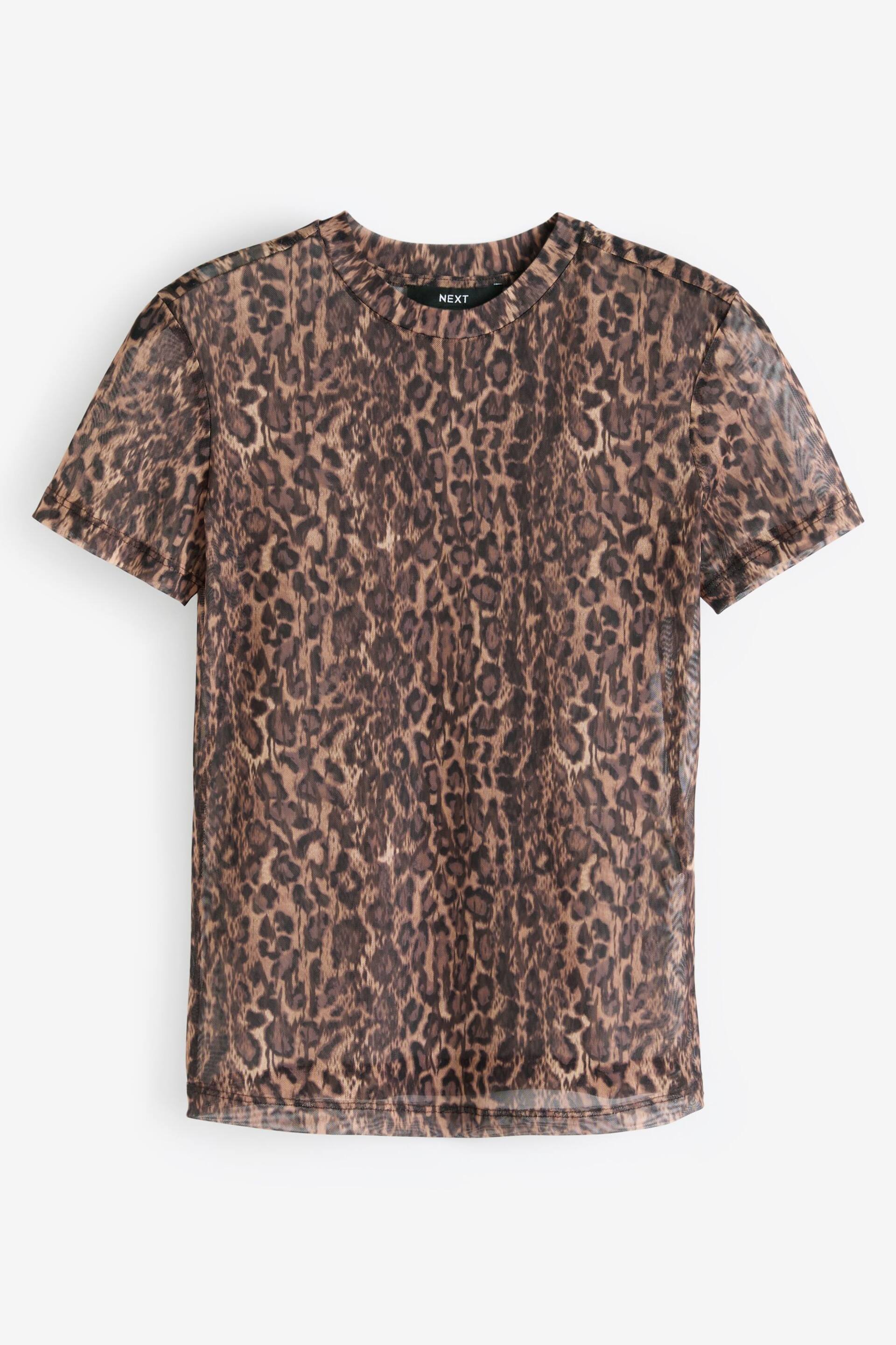 Leopard Animal Short Sleeve Mesh Top - Image 5 of 6