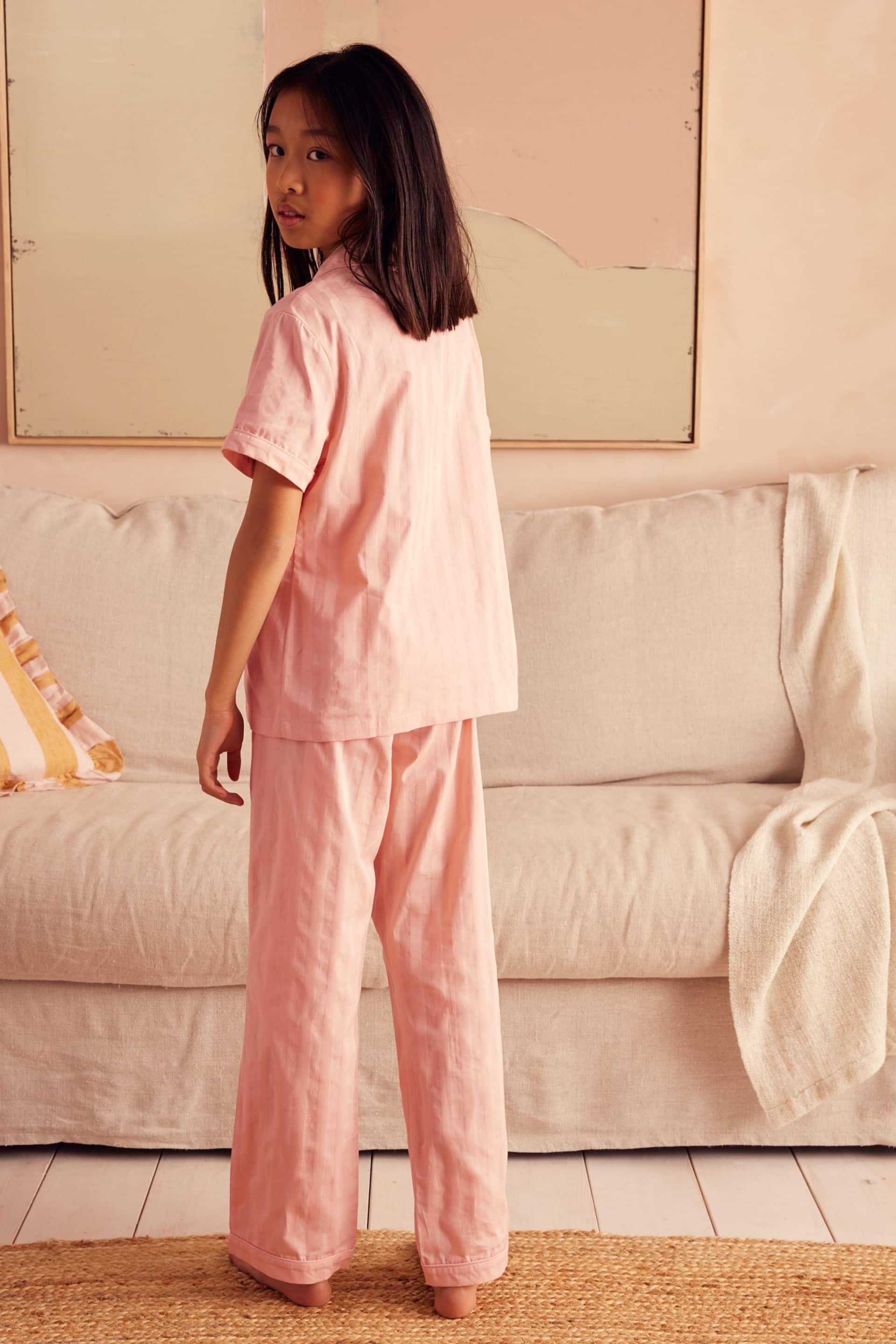 Pink Stripe Cotton Sateen Button through Pyjamas (6-16yrs) - Image 3 of 4