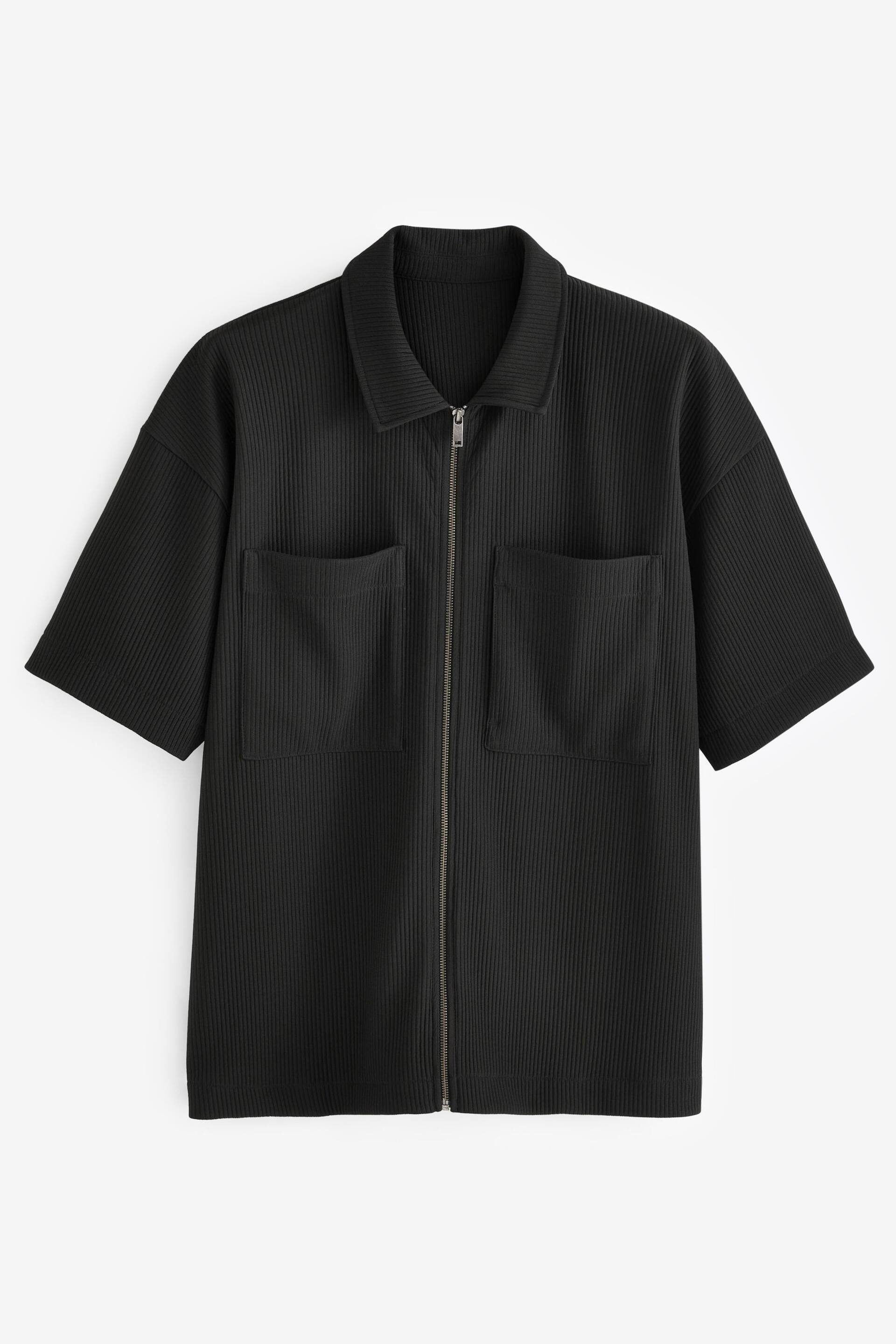 Black EDIT Plisse Polo Shirt - Image 7 of 8