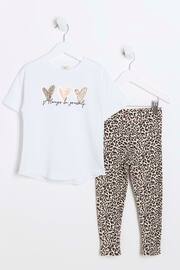 River Island White Mini Girls Trio Heart Leggings Set - Image 4 of 7