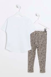 River Island White Mini Girls Trio Heart Leggings Set - Image 5 of 7