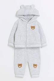 River Island Pink Baby Boys Teddy Bear Sweat Set - Image 3 of 5