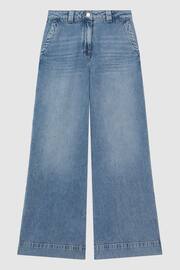 Reiss Light Blue Olivia Wide Leg Contrast Stitch Jeans - Image 2 of 7