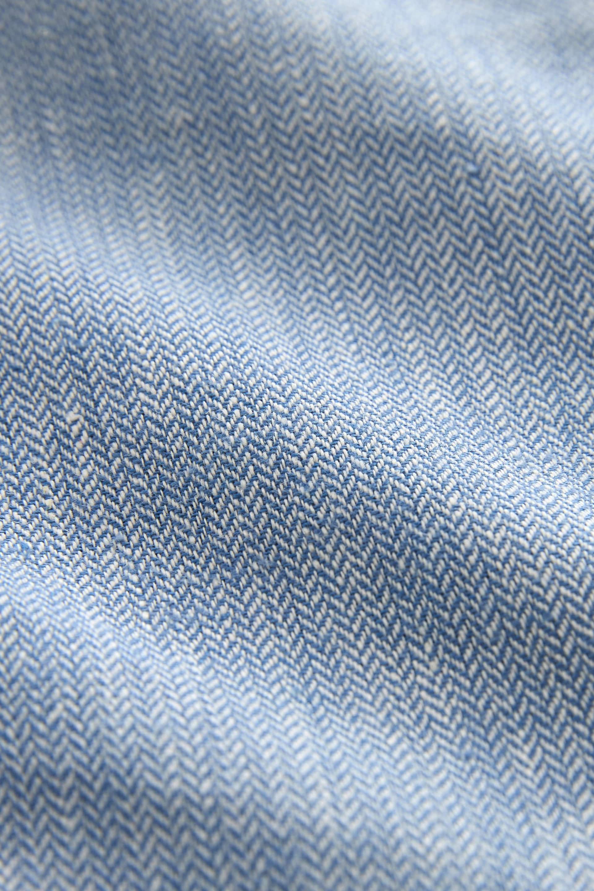 Blue Textured Linen Blend Shorts - Image 7 of 7