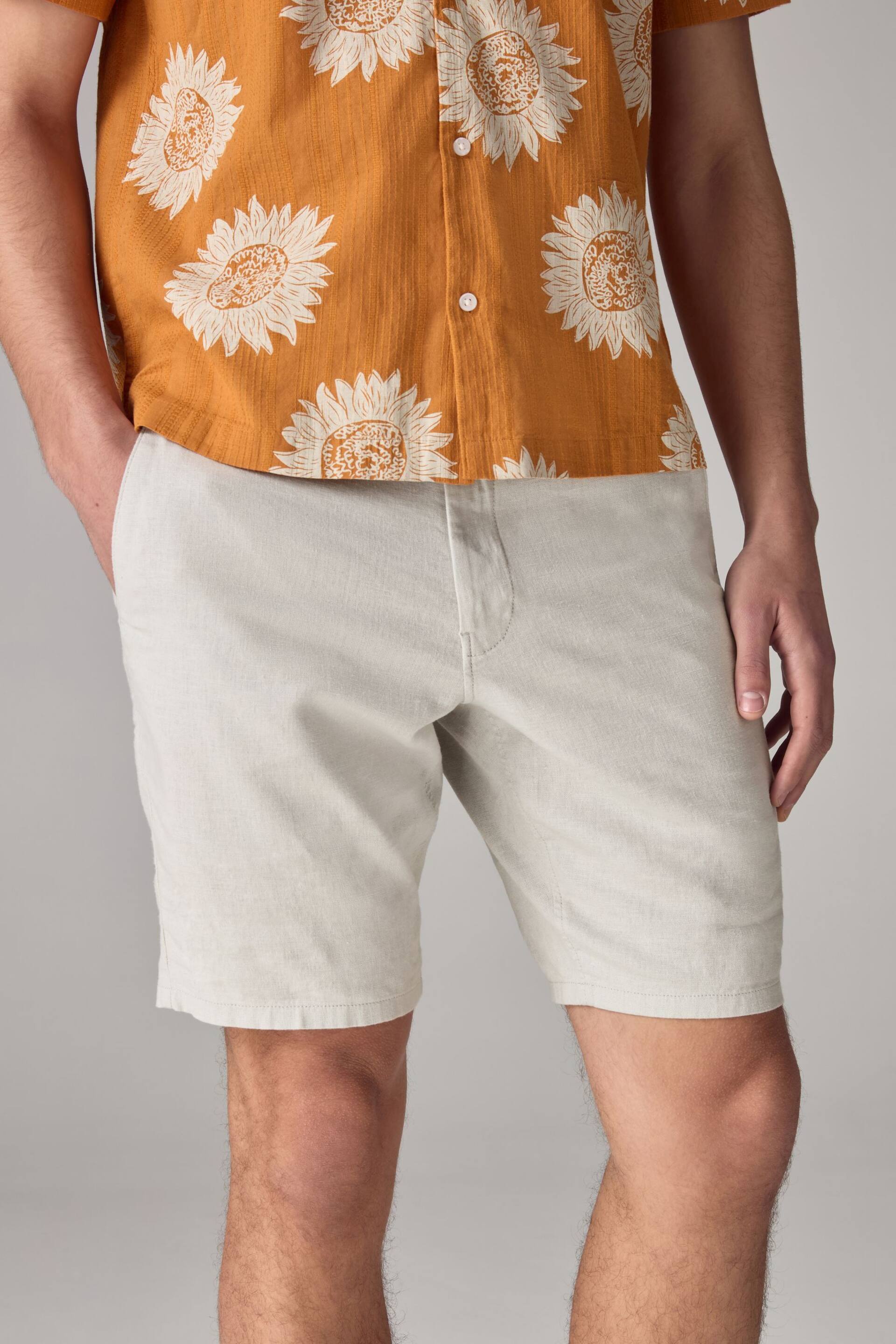 Light Grey Linen Viscose Shorts - Image 1 of 9
