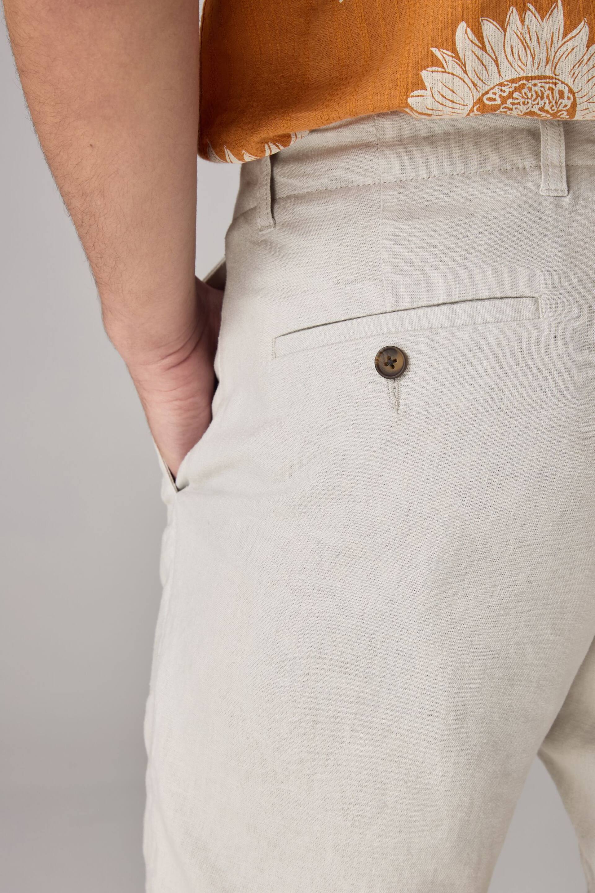 Light Grey Linen Viscose Shorts - Image 5 of 9