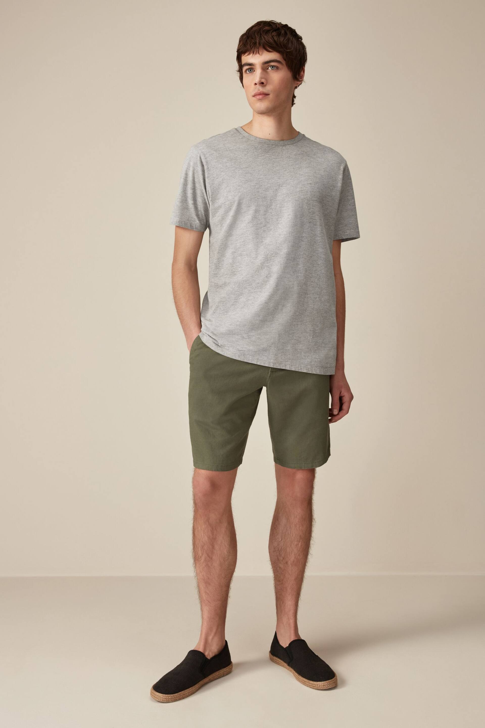 Sage Green Linen Viscose Shorts - Image 2 of 9