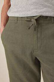 Sage Green Linen Viscose Shorts - Image 4 of 9