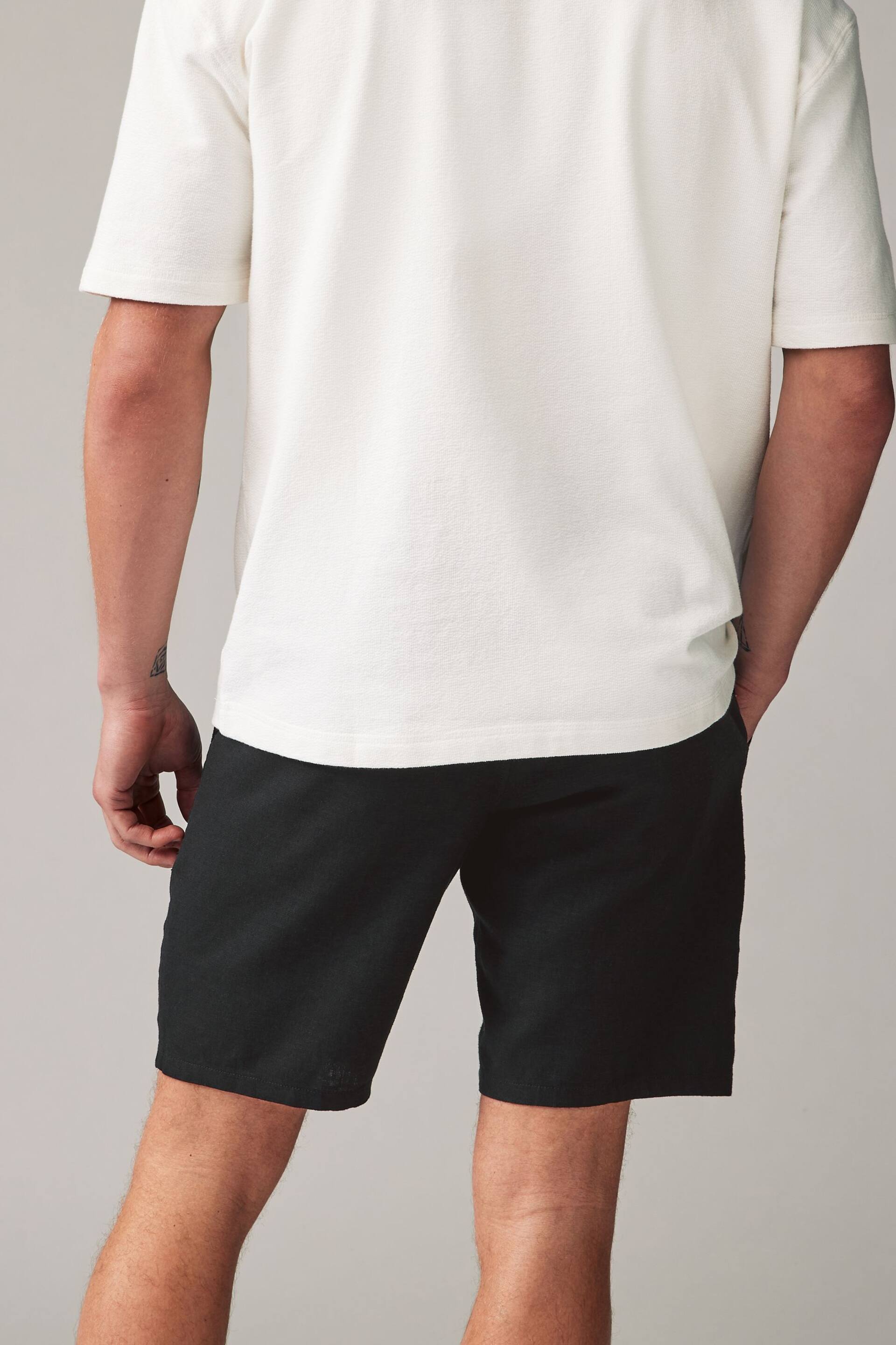 Black Linen Viscose Shorts - Image 3 of 10