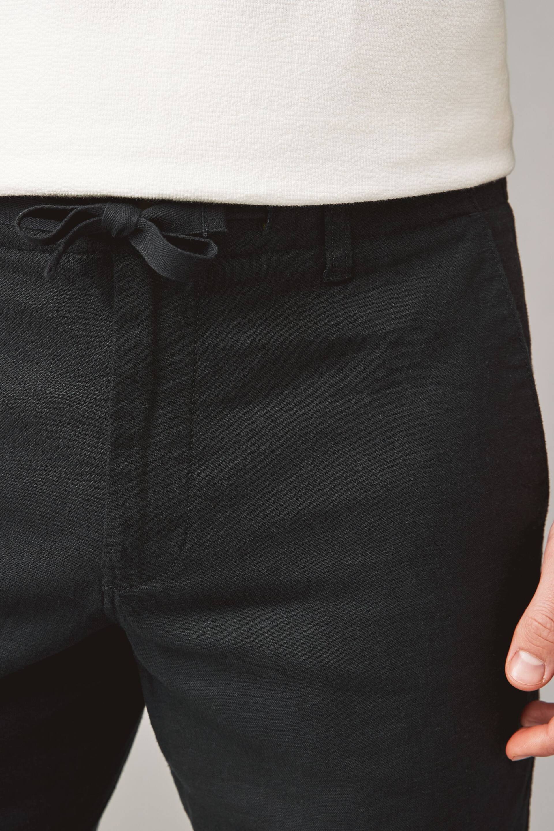 Black Linen Viscose Shorts - Image 4 of 10