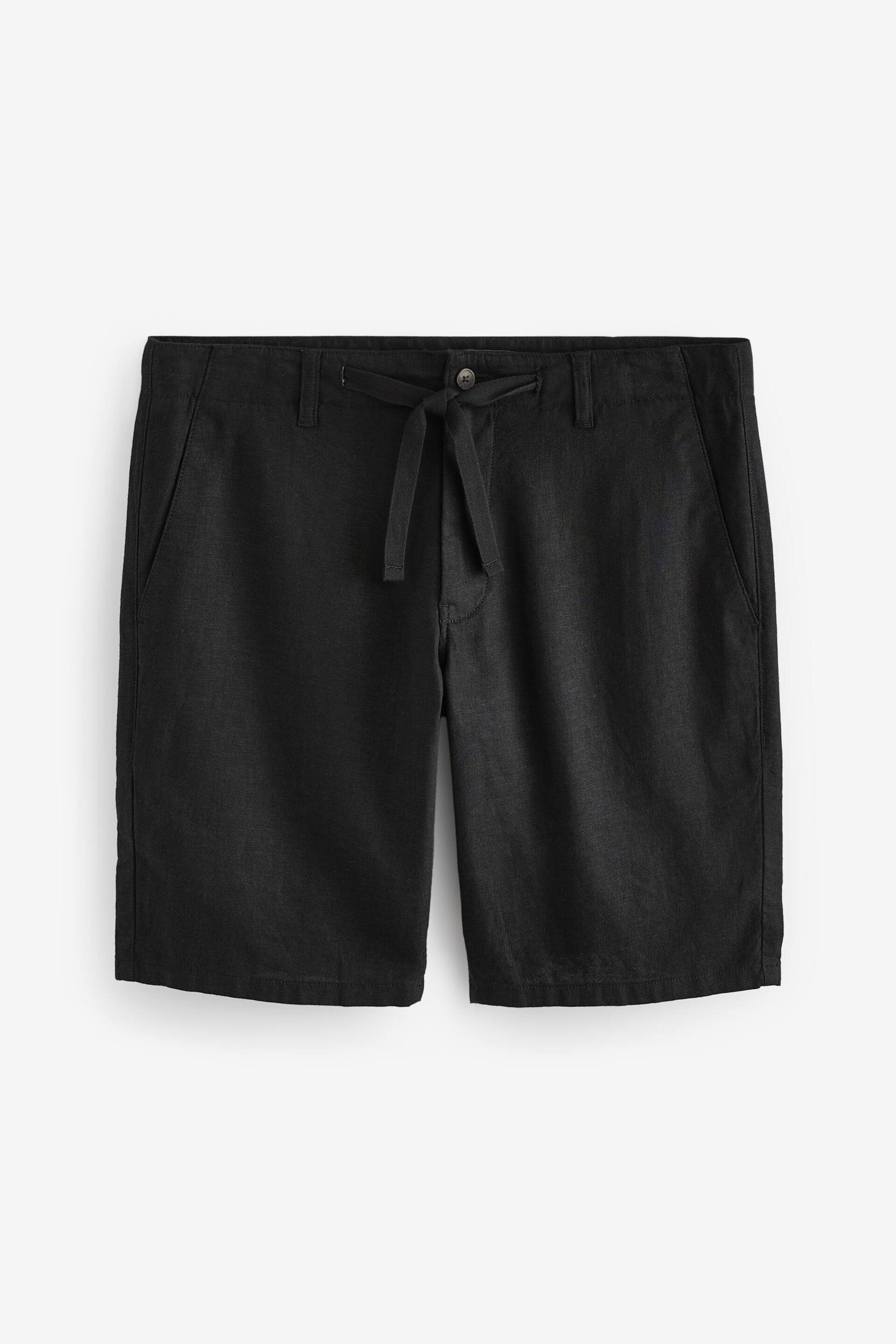 Black Linen Viscose Shorts - Image 6 of 10
