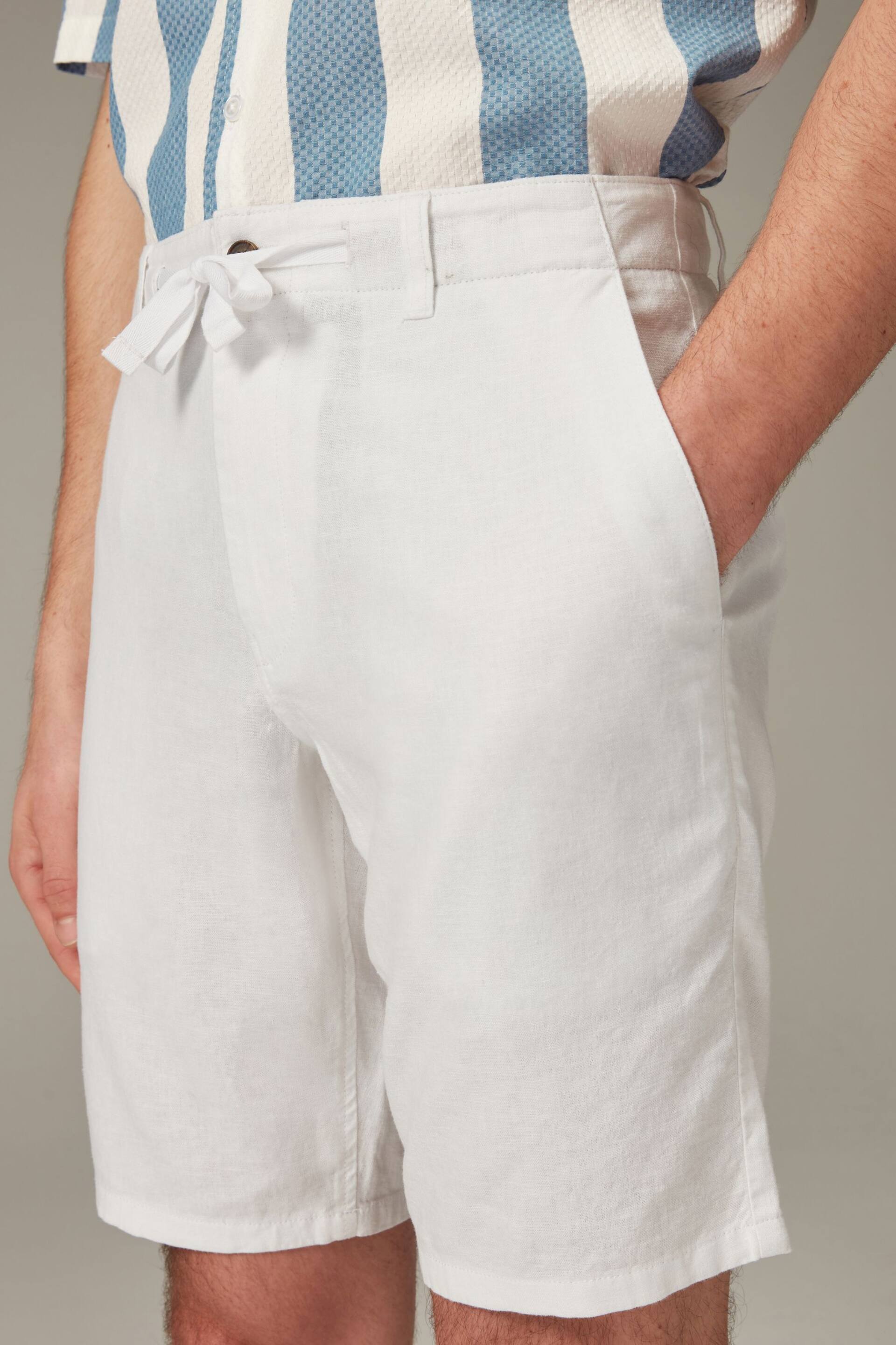 White Linen Viscose Shorts - Image 1 of 11