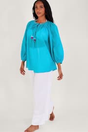 Monsoon Blue Amy Tie Neck Top - Image 3 of 4