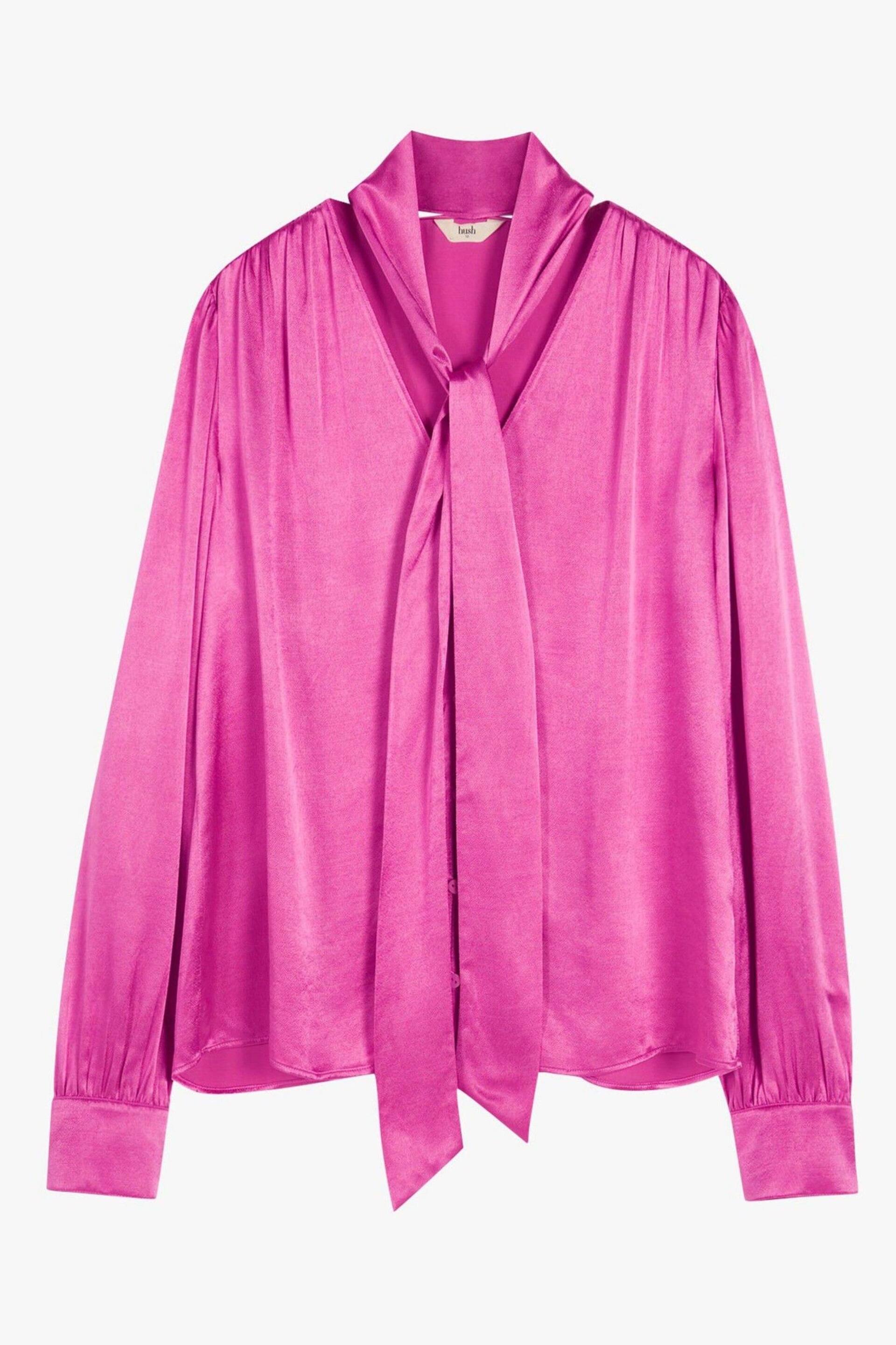 Hush Pink Priscilla Satin Tie Blouse - Image 5 of 5