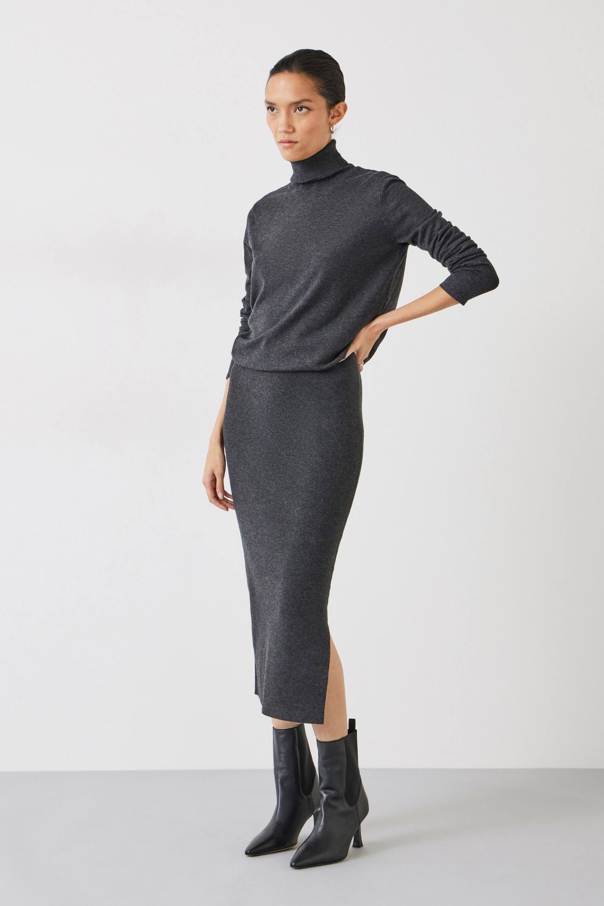 Hush Grey Harper Roll Neck Midi Dress - Image 1 of 5