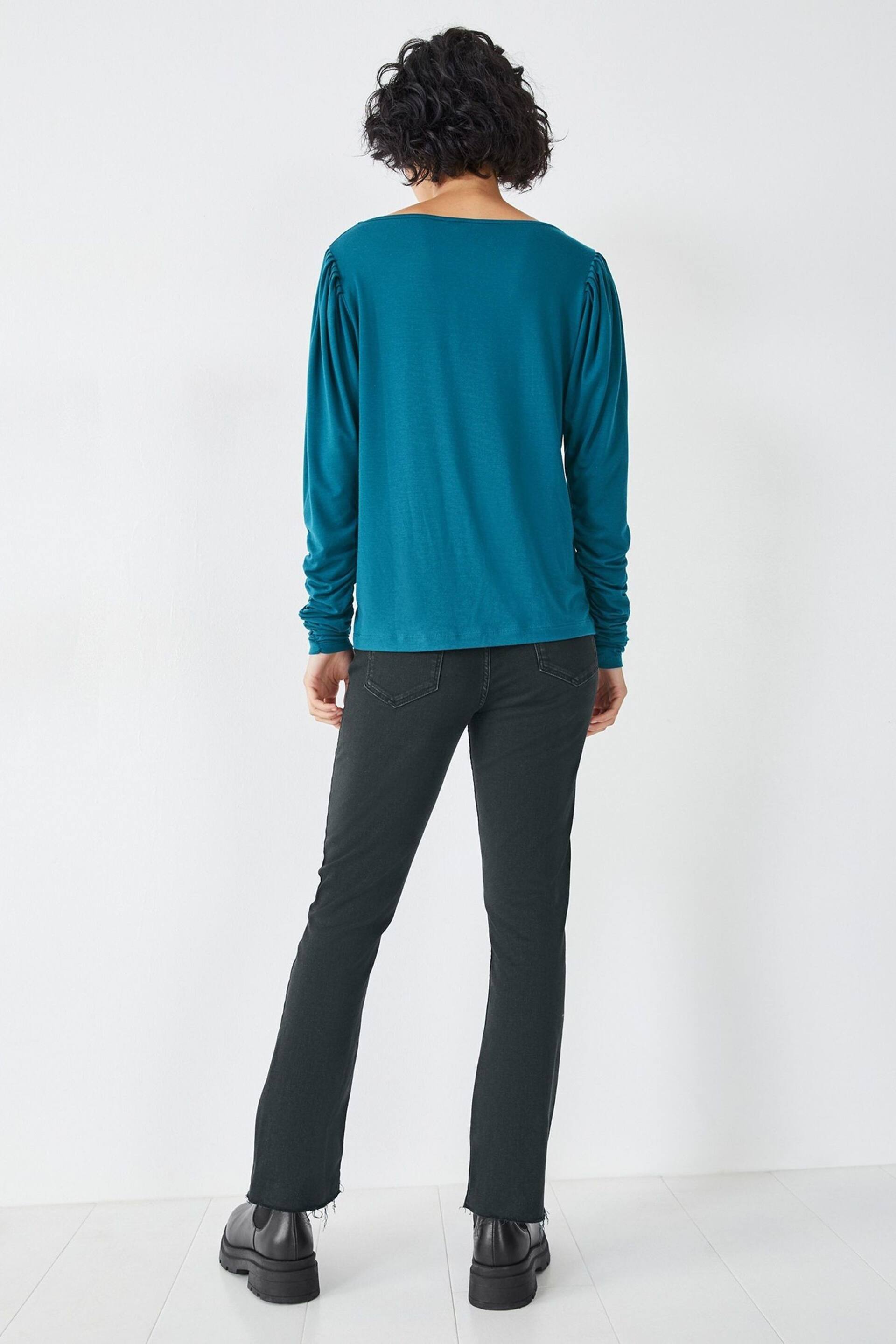 Hush Blue Charlotte Ruched Sleeve Jersey Top - Image 2 of 5