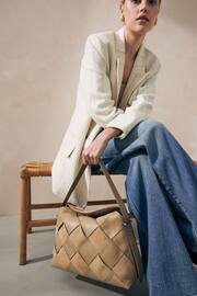 Neutral/Tan Leather Weave Shoulder Bag - Image 1 of 4