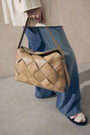 Neutral/Tan Leather Weave Shoulder Bag - Image 4 of 4