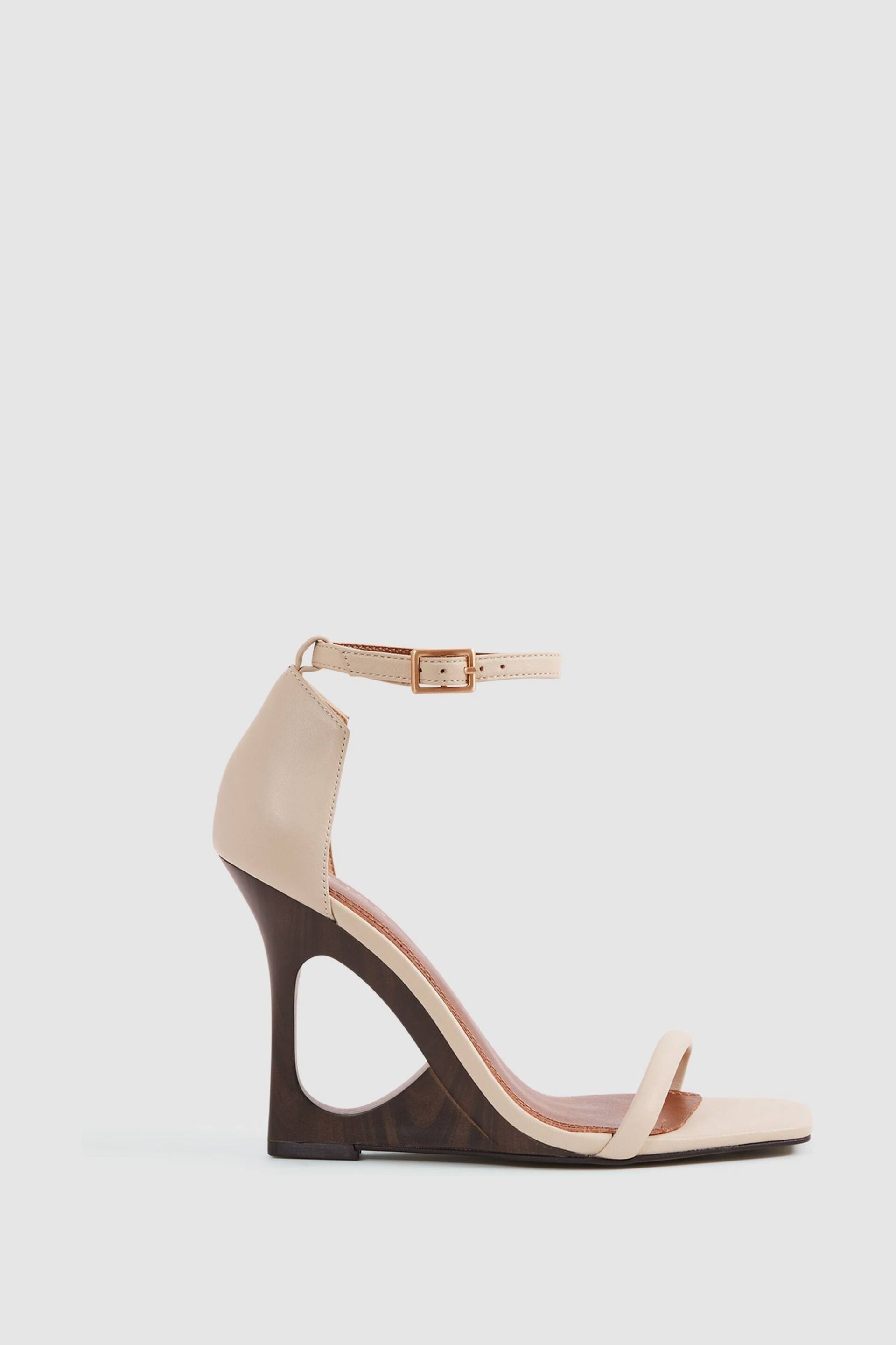 Reiss Off White Cora Leather Strappy Wedge Heels - Image 1 of 6