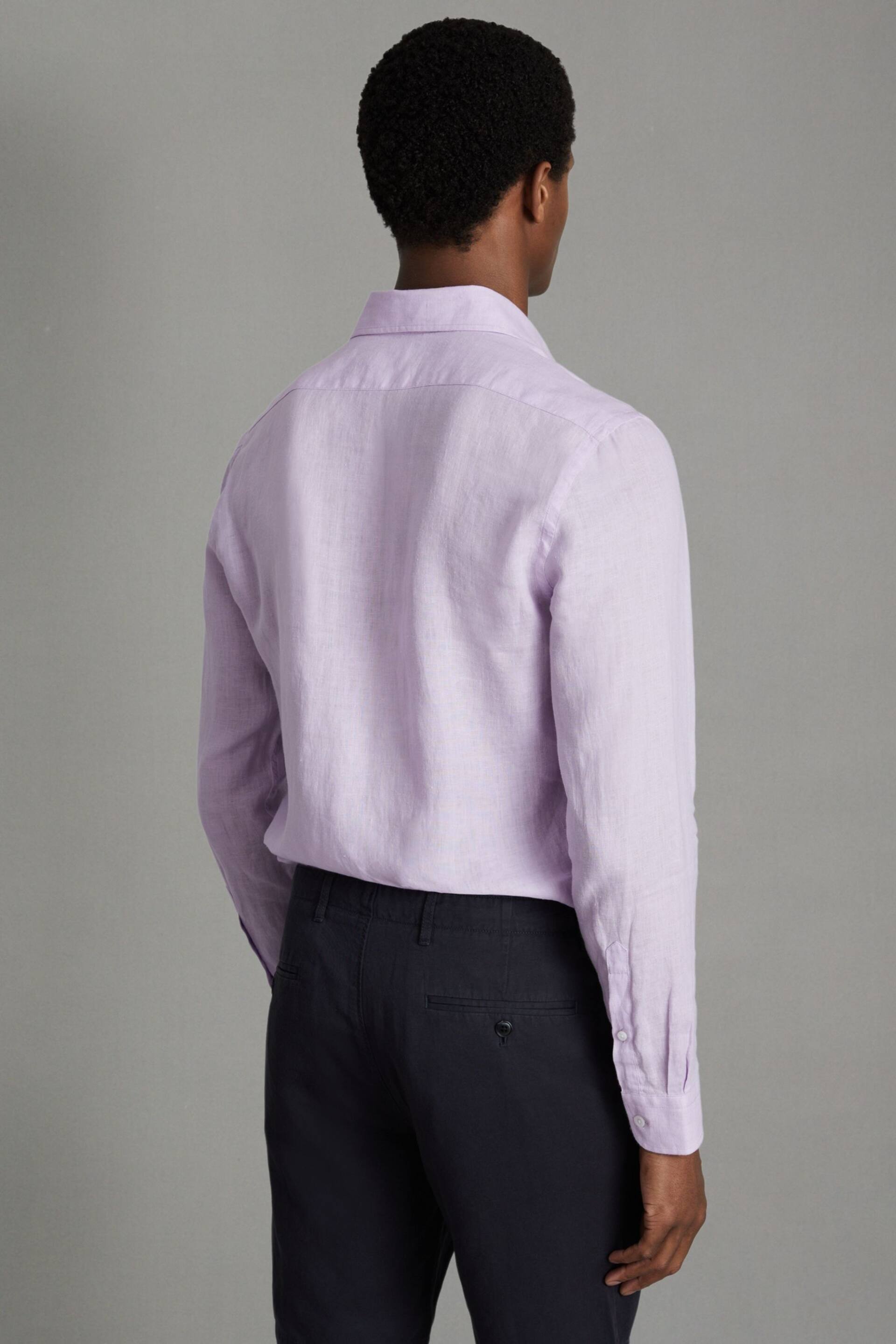 Reiss Orchid Ruban Linen Button-Through Shirt - Image 5 of 6