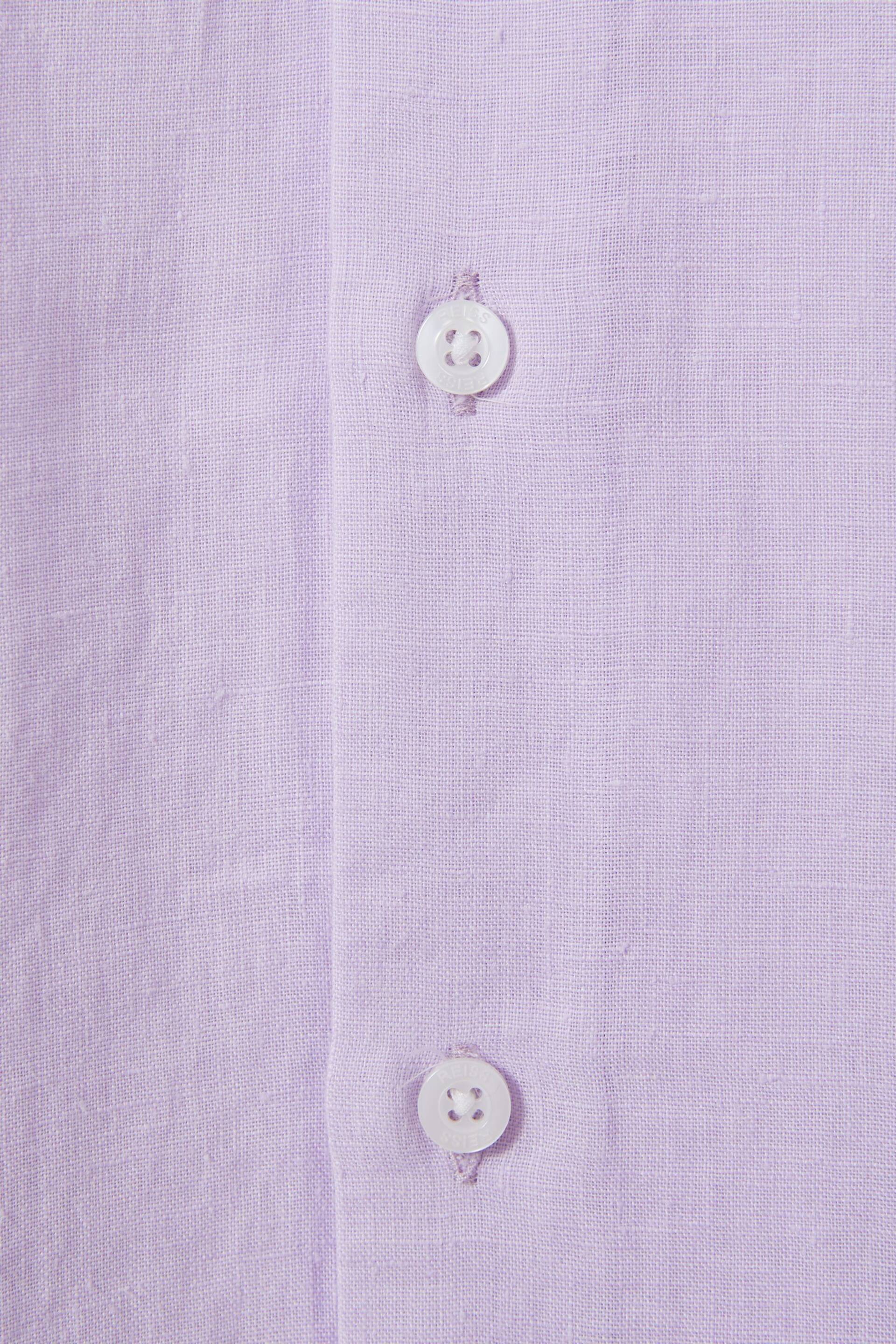 Reiss Orchid Ruban Linen Button-Through Shirt - Image 6 of 6