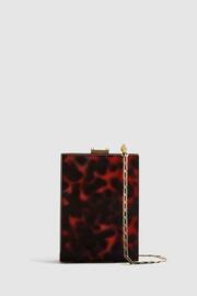 Reiss Tortoise Gigi Acetate Clutch Bag - Image 5 of 6