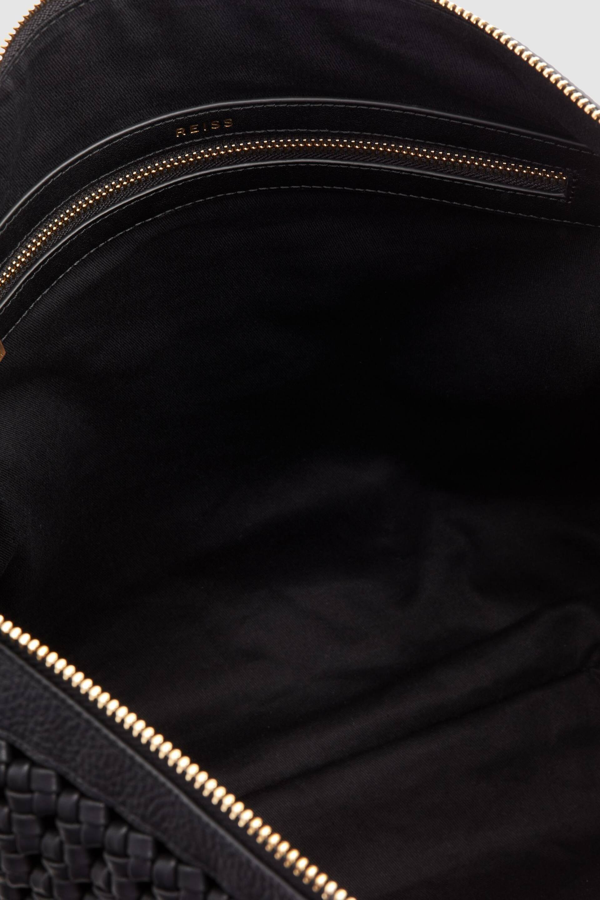 Reiss Black Vigo Leather Woven Tote Bag - Image 3 of 5