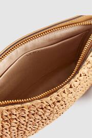 Reiss Tan Brompton Leather Raffia Pouch Bag - Image 4 of 6