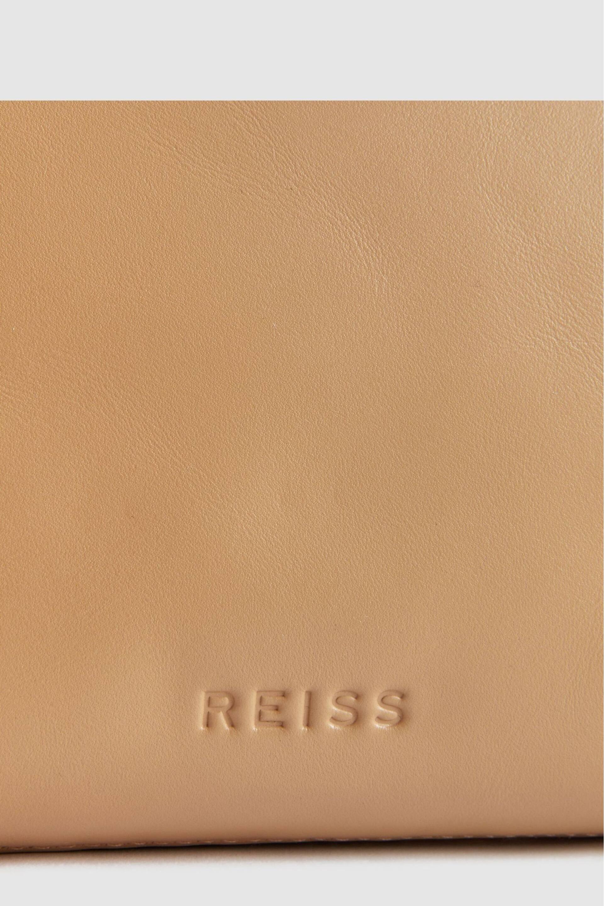 Reiss Tan Brompton Leather Raffia Pouch Bag - Image 6 of 6