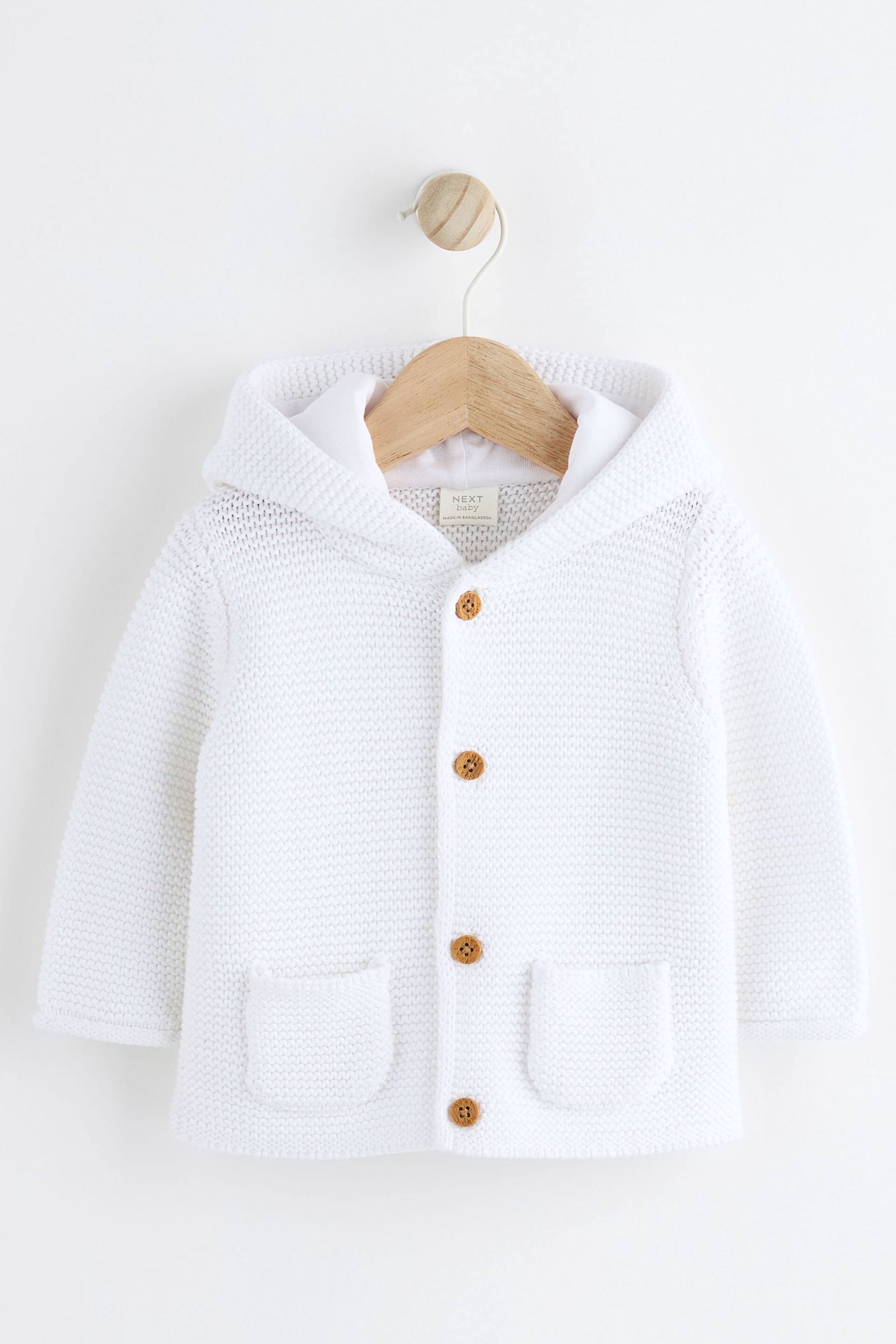 White Knitted Baby Cardigan - Image 1 of 5