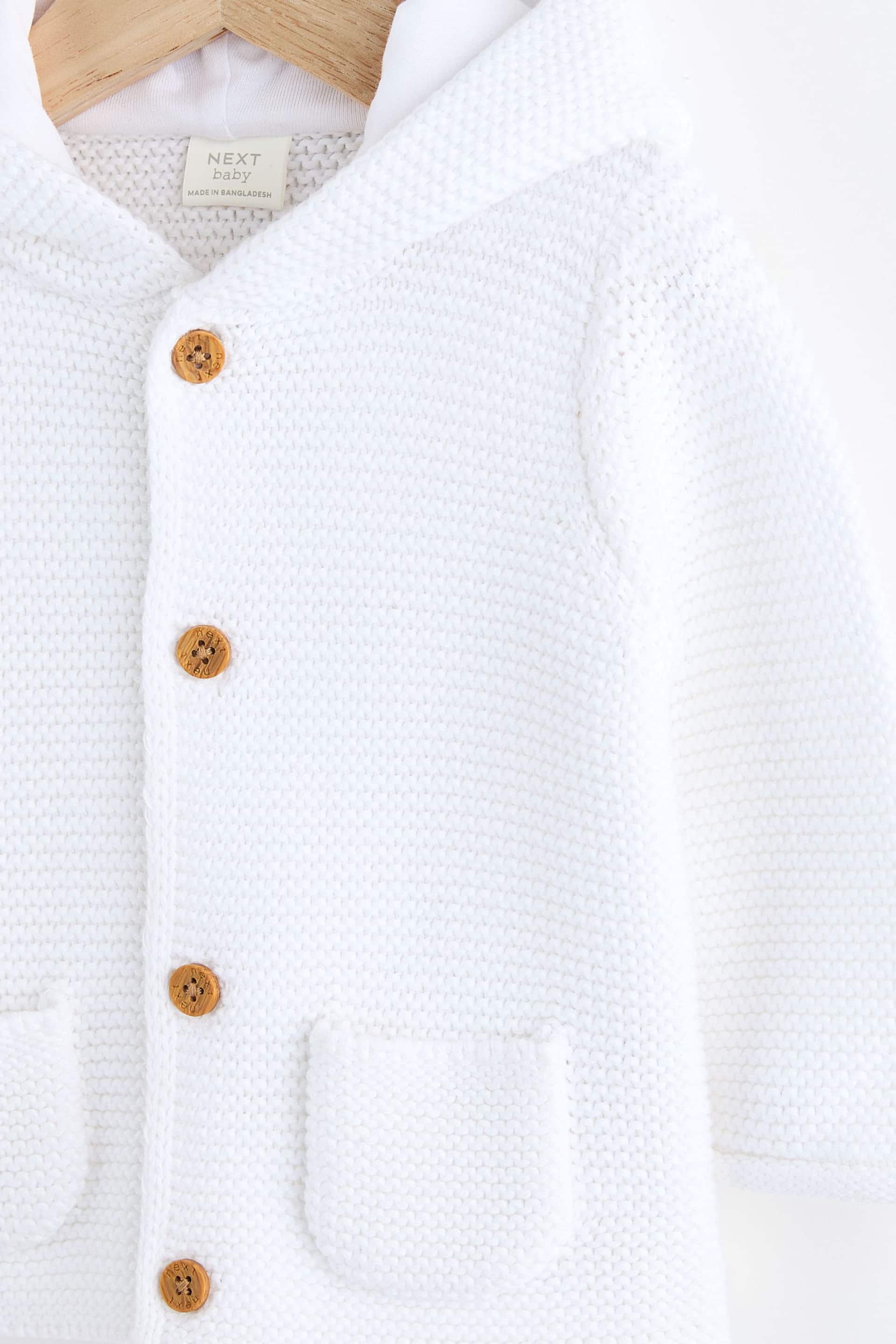 White Knitted Baby Cardigan - Image 3 of 5