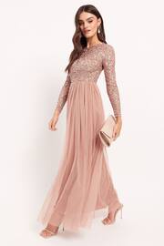 Maya Pink Embellished Long Sleeve Maxi Dress - Image 2 of 5