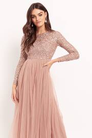 Maya Pink Embellished Long Sleeve Maxi Dress - Image 3 of 5