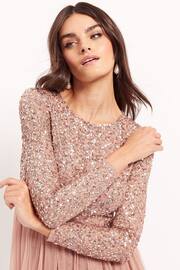 Maya Pink Embellished Long Sleeve Maxi Dress - Image 4 of 5