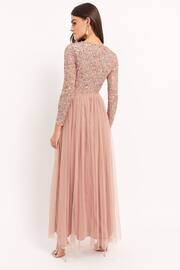 Maya Pink Embellished Long Sleeve Maxi Dress - Image 5 of 5