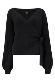 Pour Moi Black Elle Knit Ballet Wrap Top - Image 4 of 5