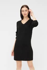 PIECES Black Long Sleeve V Neck Knitted Jumper Dress - Image 2 of 5
