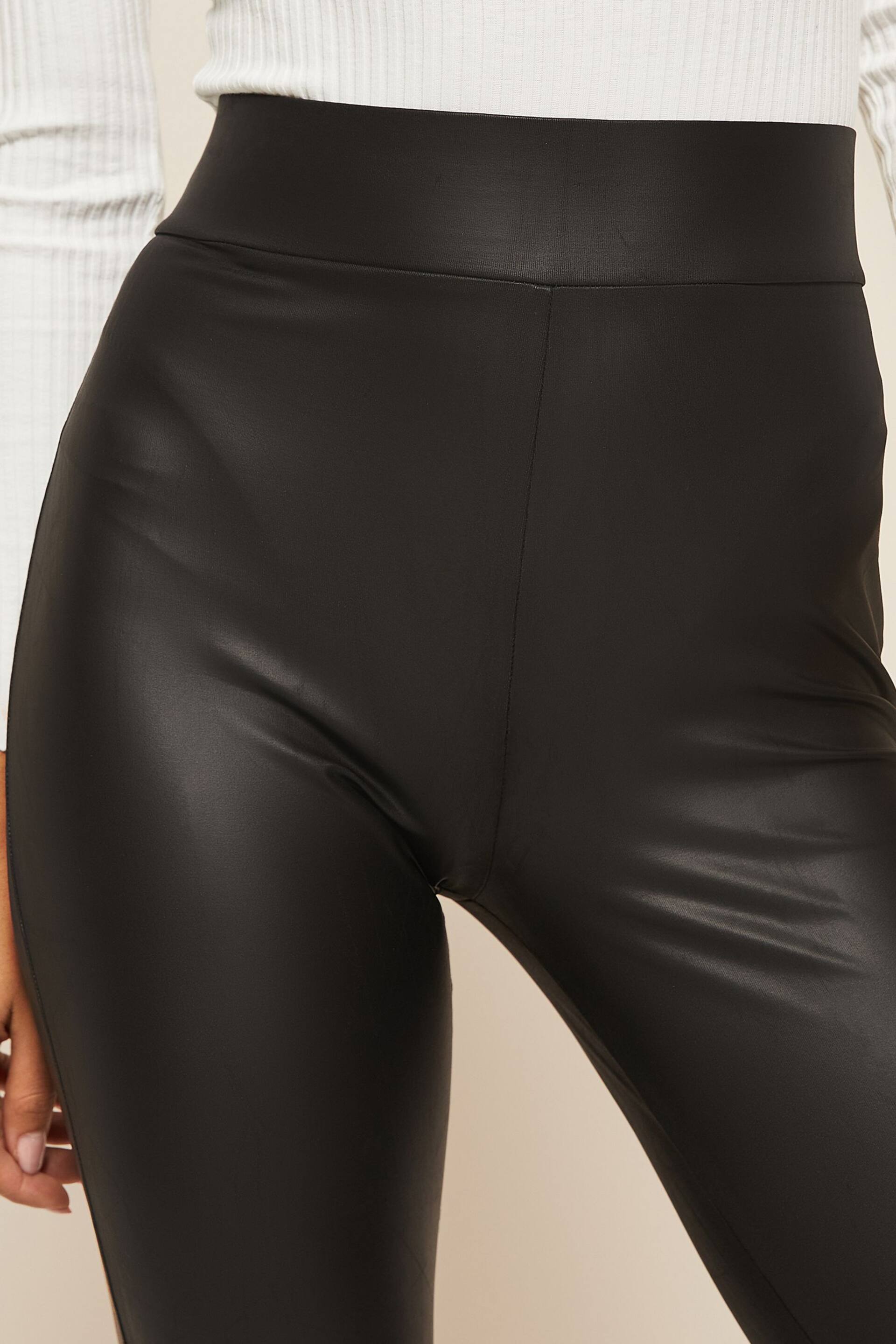 Friends Like These Black Faux Leather Look Leggings - Image 4 of 4