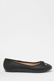 Lipsy Black Faux Leather Metal Bow School Ballet Pump - Image 4 of 4