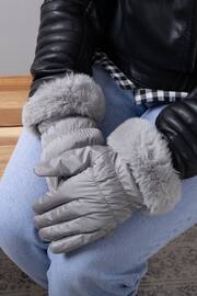 Totes Grey Water Repellent Padded Smartouch With Faux Fur Cuff - Image 1 of 2
