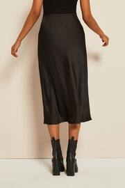 Friends Like These Black Satin Bias Midi Skirt - Image 2 of 4