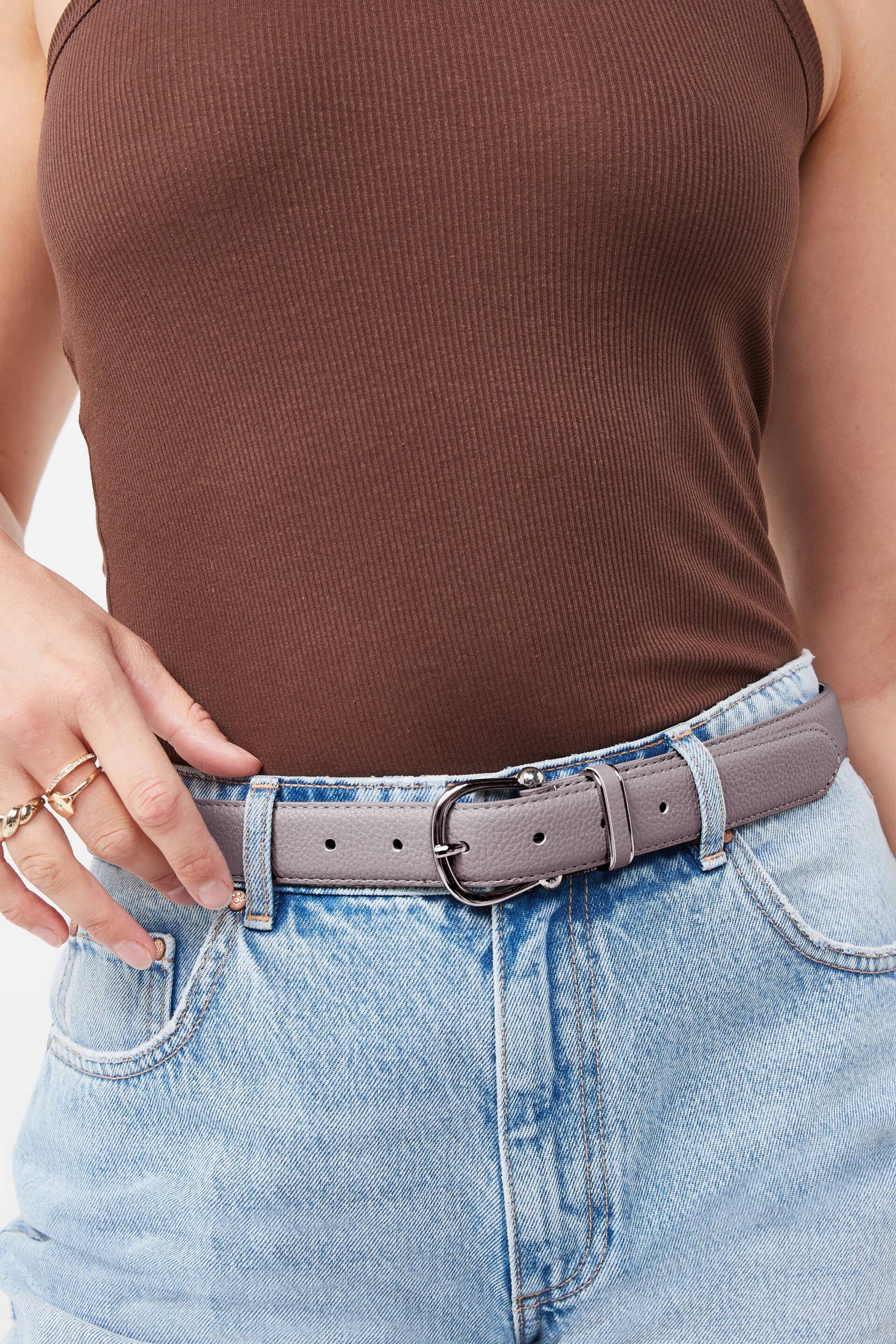 Grey Essential PU Jeans Belt - Image 1 of 4