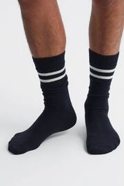 Reiss Navy Alcott Wool Blend Striped Crew Socks - Image 2 of 5