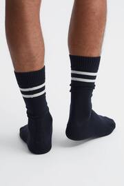 Reiss Navy Alcott Wool Blend Striped Crew Socks - Image 3 of 5