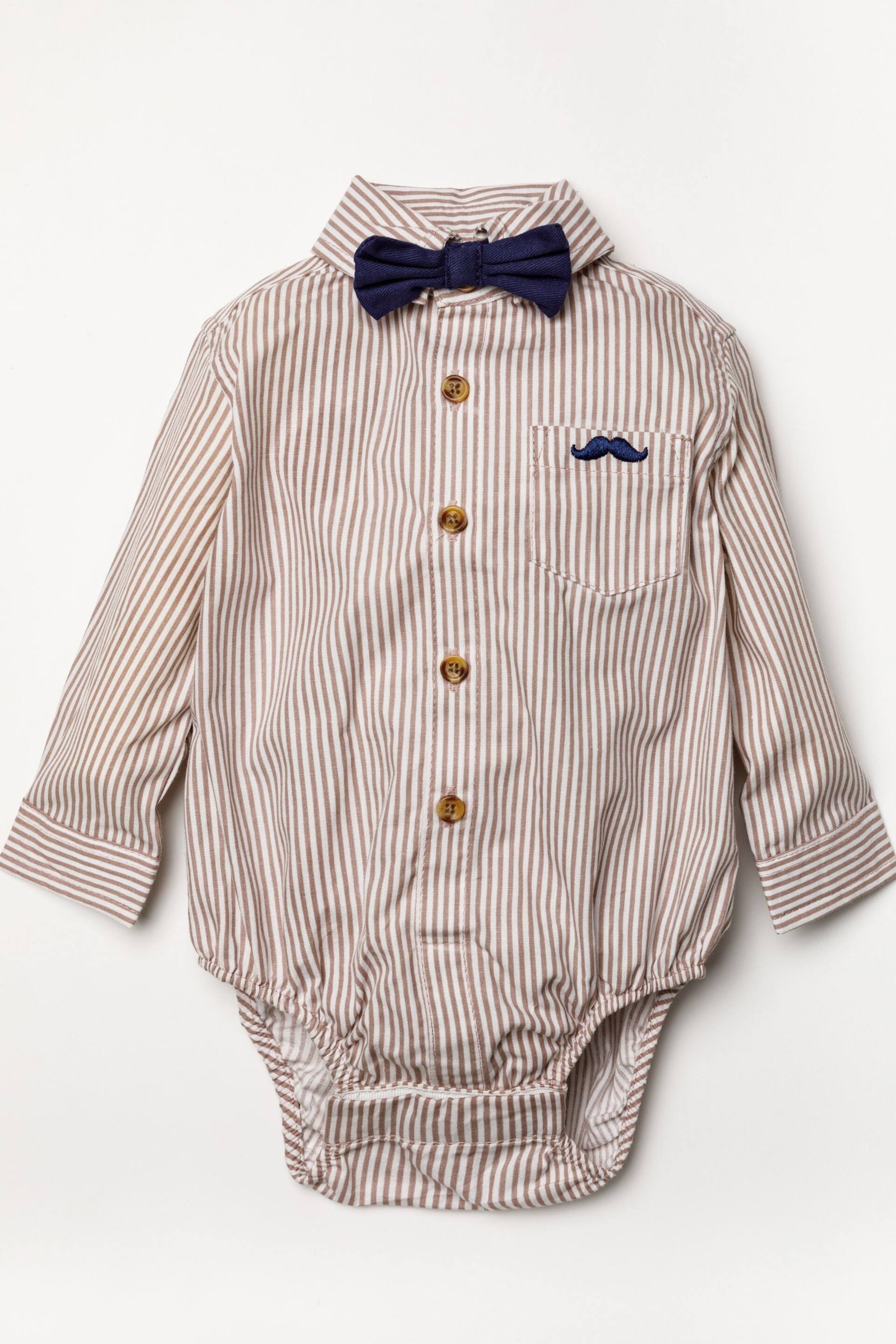 Little Gent Blue Shirt Bodysuit, Bowtie, Trouser And Braces 3 Piece Baby Set - Image 2 of 5