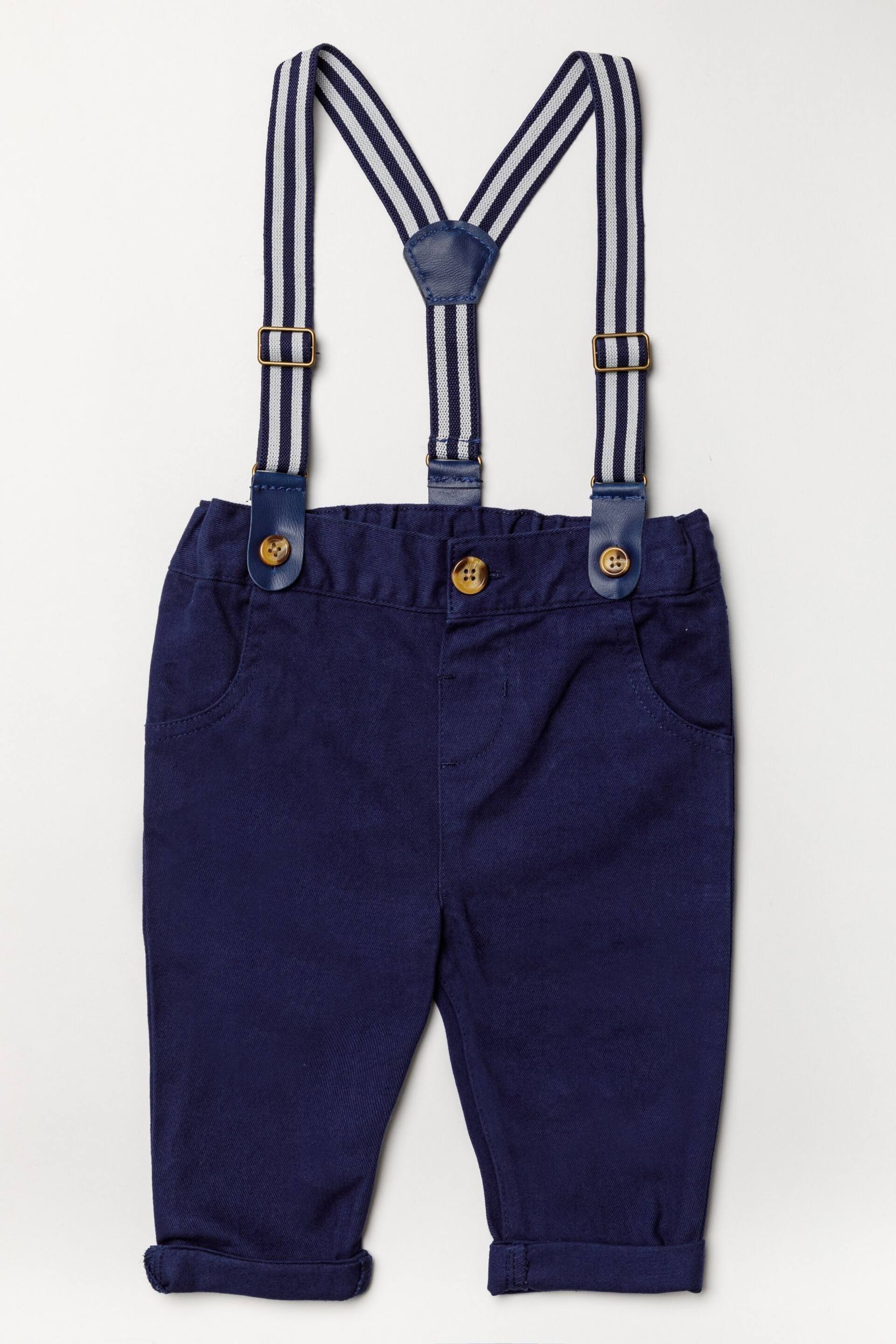 Little Gent Blue Shirt Bodysuit, Bowtie, Trouser And Braces 3 Piece Baby Set - Image 3 of 5