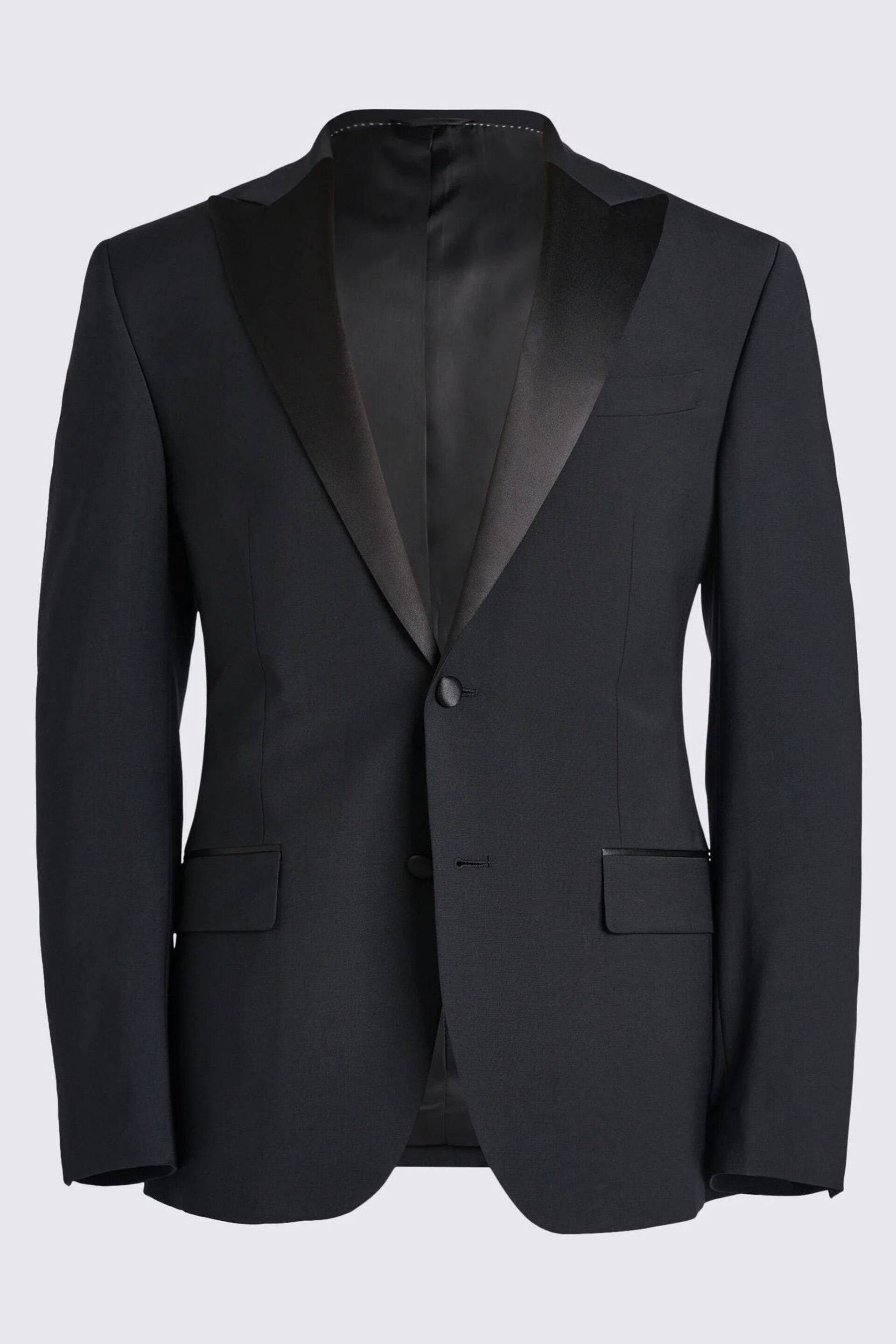 MOSS Black Tailored Fit Performance Peak Tuxedo Suit Jacket - Image 5 of 5