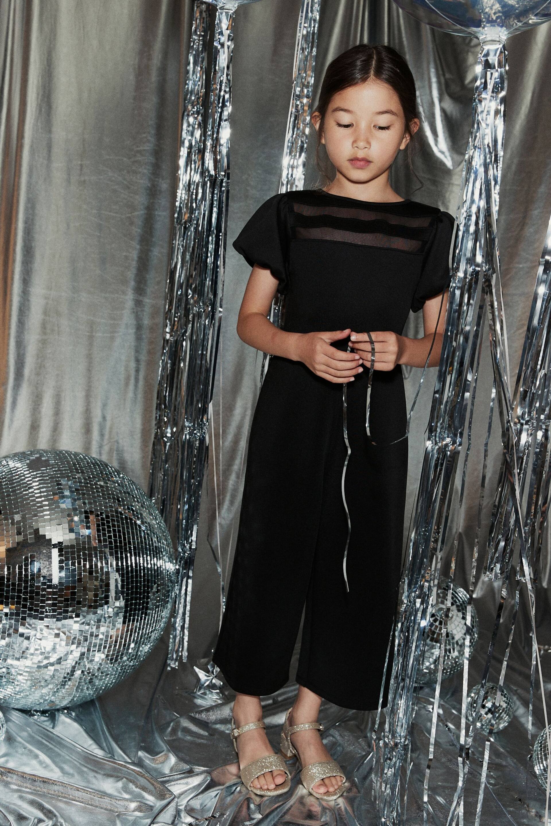 Black Mesh Occassion Jumpsuit (3-16yrs) - Image 3 of 8